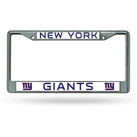 NFL New York Giants Chrome License Plate Frame Thin Blue Letters