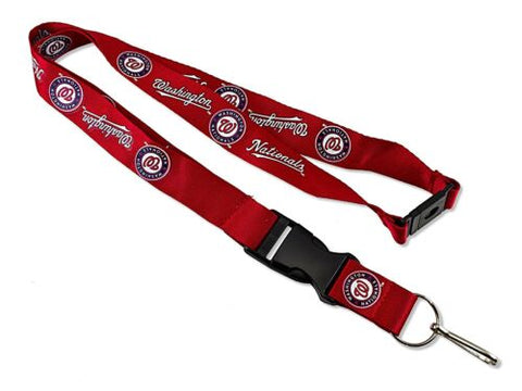 MLB Washington Nationals Full Name Red Lanyard Detachable Buckle 23" Long 3/4" Wide