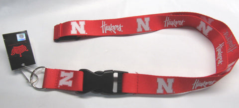 NCAA Nebraska Cornhuskers White Lettering on Red Lanyard 23"X1" by Aminco