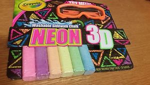 Crayola 3-D Neon Chalk and Glasses Washable Sidewalk 6ct Chalk