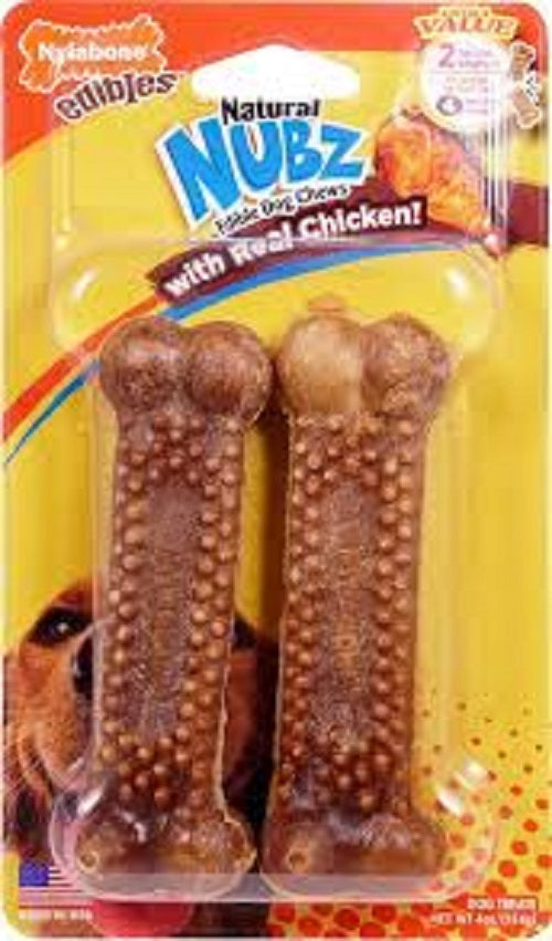 Nylabone Medium Chicken Edibles Natural Nubz Dog Treats 2 Count