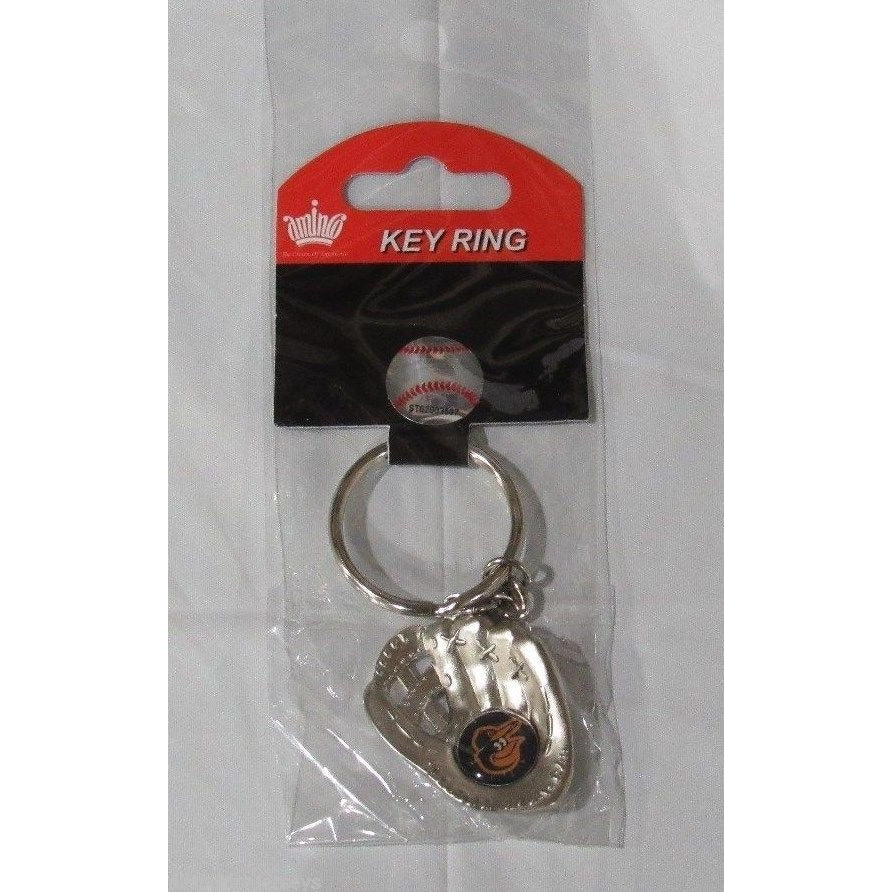 MLB Chrome Glove With Bird Face Logo Palm Key Chain Baltimore Orioles AMINCO
