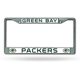 NFL Green Bay Packers Chrome License Plate Frame Thin Letters