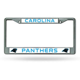 NFL Carolina Panthers Chrome License Plate Frame Thin Letters