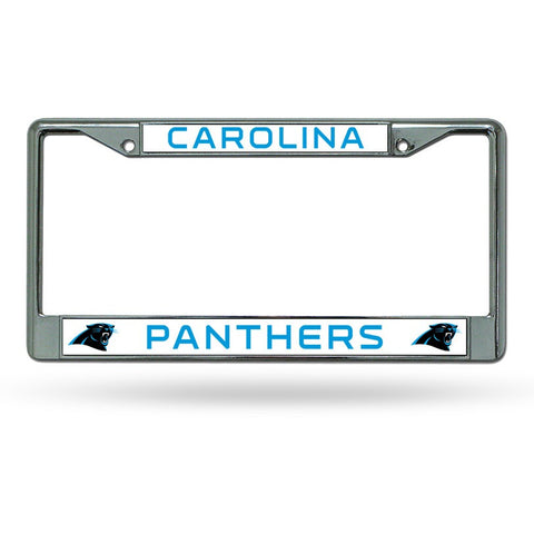 NFL Carolina Panthers Chrome License Plate Frame Thin Letters