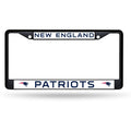 NFL Black Chrome License Plate Frame New England Patriots Thin Blue Letters