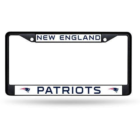 NFL Black Chrome License Plate Frame New England Patriots Thin Blue Letters