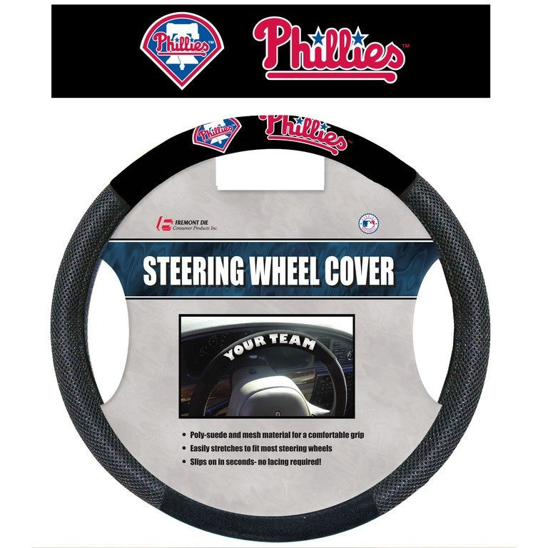 MLB Philadelphia Phillies Poly-Suede on Mesh Steering Wheel Cover by Fremont Die