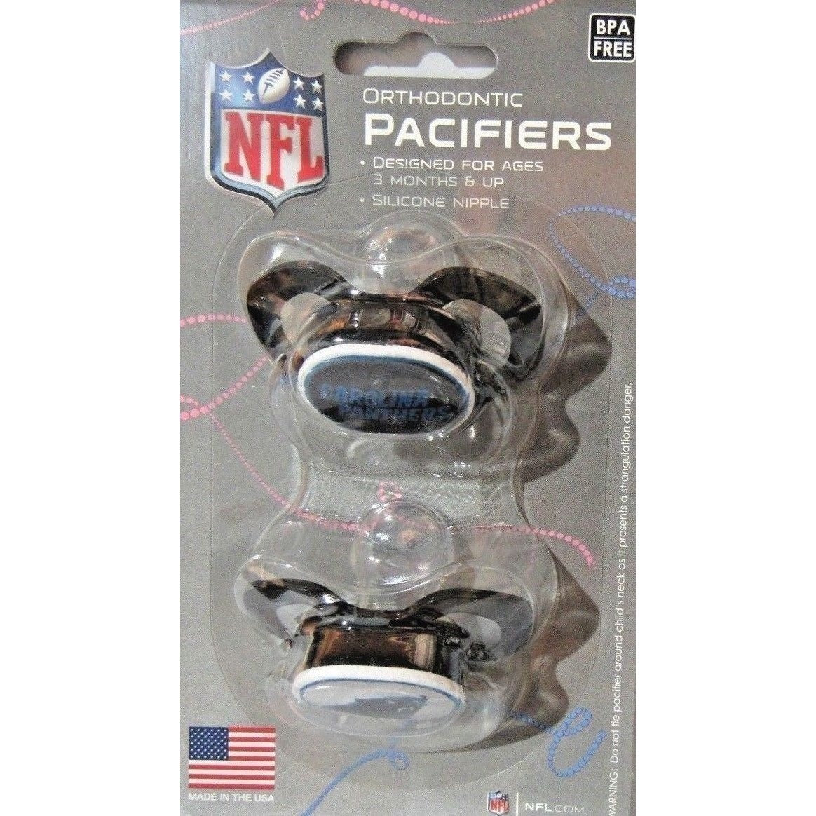 NFL Pacifiers Set of 2 Images Color Shield on Card by baby fanatic