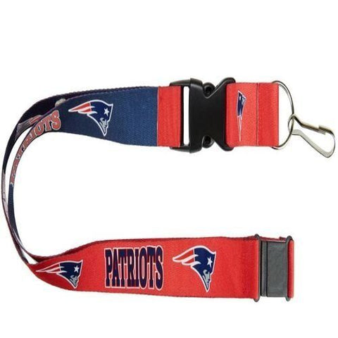 NFL New England Patriots Reversible Lanyard Blue & Red Keychain by AMINCO