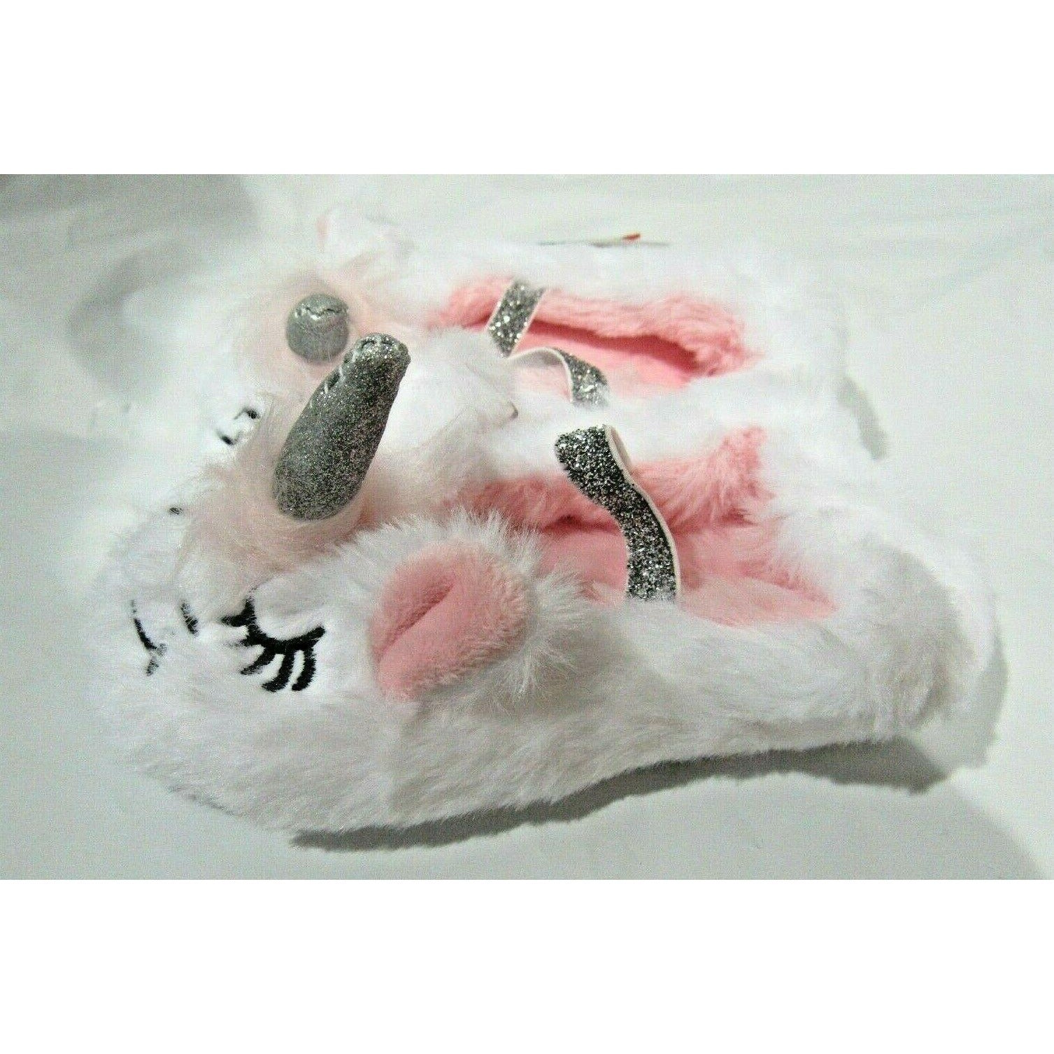 Infant Cat & Jack Soft Furry White Pink Unicorn Slippers Size M 2t-3t