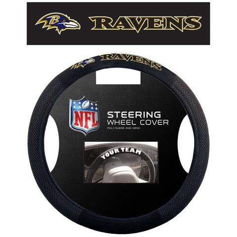 NFL Baltimore Ravens Poly-Suede on Mesh Steering Wheel Cover by Fremont Die