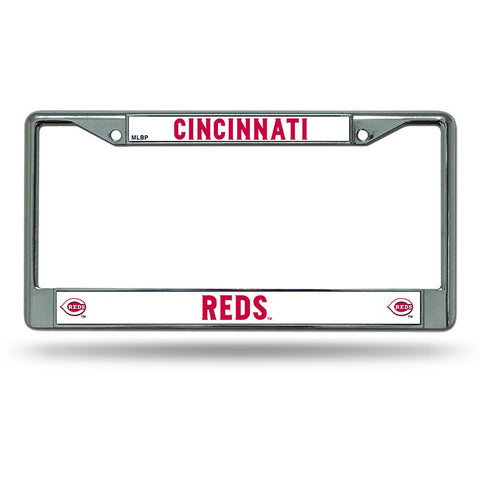 MLB Chrome License Plate Frame Cincinnati Reds Thin Raised Letters