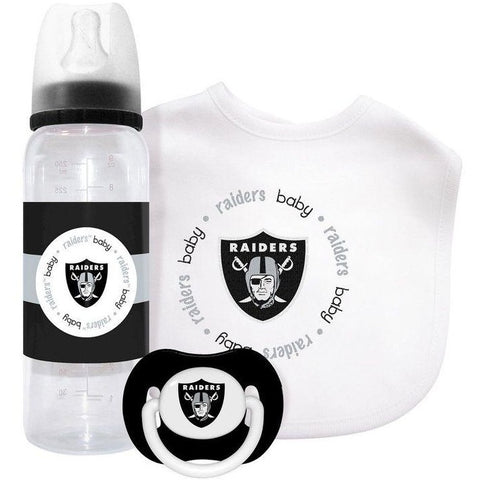 NFL Oakland Raiders Baby Gift Set Bottle Bib Pacifier by baby fanatic