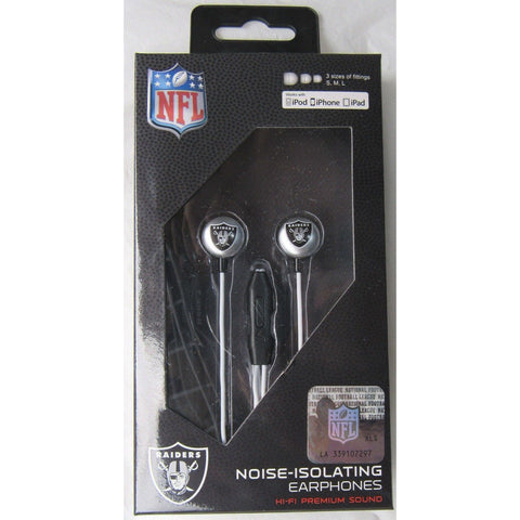 NFL iHip Team Logo Earphones with Microphone Oakland Raiders