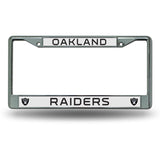 NFL Oakland Raiders Chrome License Plate Frame Thin Black Letters