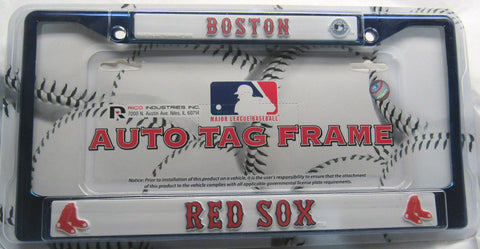 MLB Boston Red Sox Blue Chrome License Plate Frame 2 Color Letters