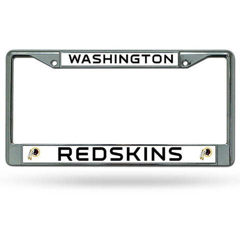 NFL Washington Redskins Chrome License Plate Frame Thin Black Letters