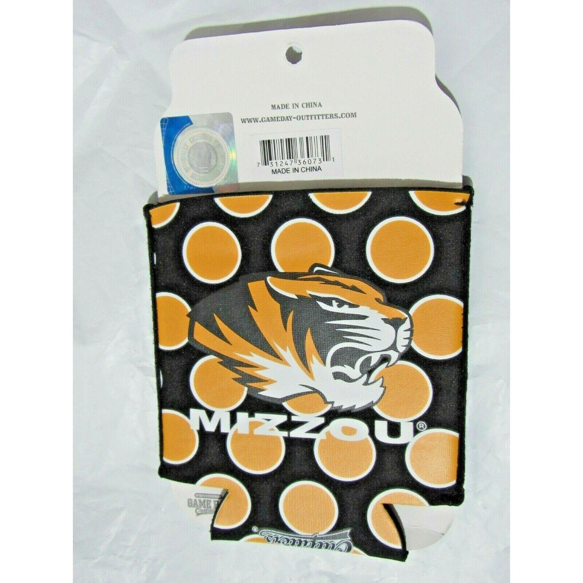 NCAA Missouri Tigers on Black w/ Dots Can Coolie Game Day Outfitters