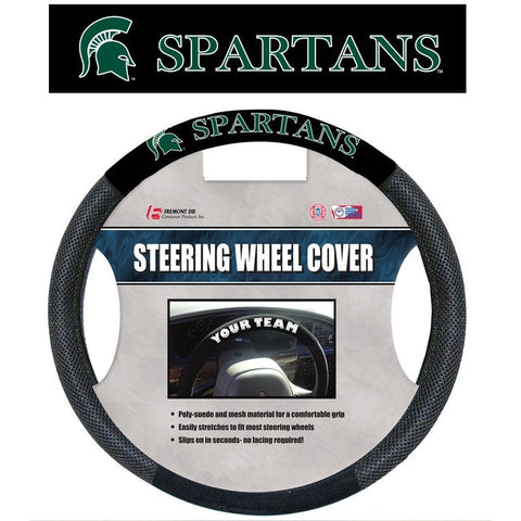 NCAA POLY-SUEDE MESH STEERING WHEEL COVER MICHIGAN STATE SPARTANS