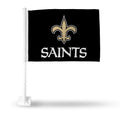 NFL New Orleans Saints Logo Over Name on Black Window Car Flag Rico