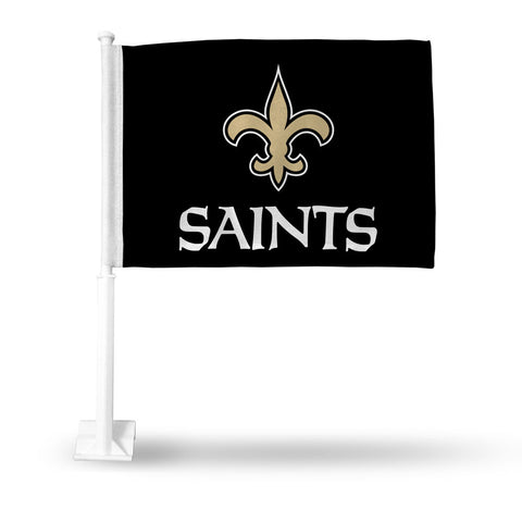 NFL New Orleans Saints Logo Over Name on Black Window Car Flag Rico