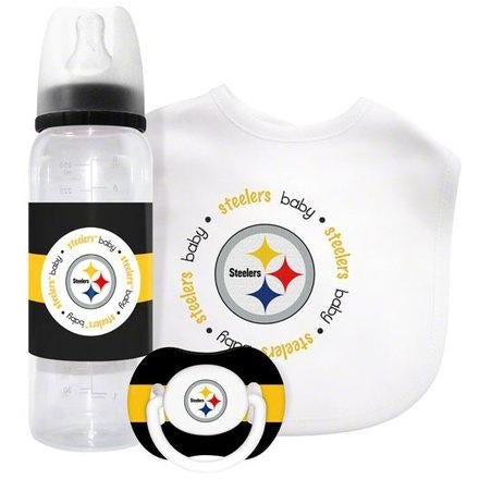 NFL Pittsburgh Steelers Baby Gift Set Bottle Bib Pacifier by baby fanatic