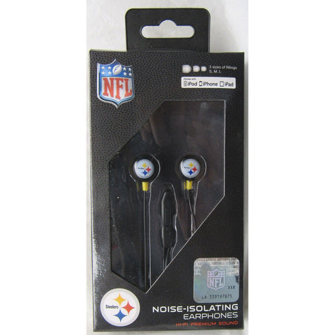 NFL iHip Team Logo Earphones with Microphone Pittsburgh Steelers