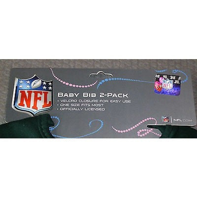 NFL Green Bay Packers Embroidered Infant Baby Bibs Green 2 pack by baby fanatic