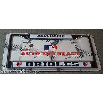 MLB Baltimore Orioles Chrome License Plate Frame Thick Black Letters