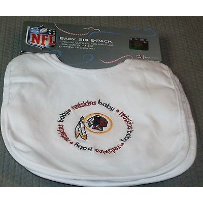 NFL Washington Redskins Embroidered Infant Baby Bibs White 2 pack by baby fanatic