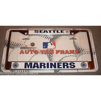 MLB Seattle Mariners Chrome License Plate Frame Thick Letters