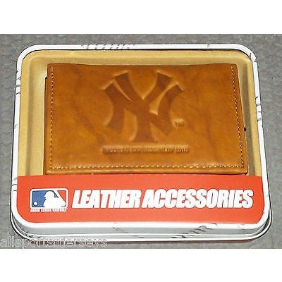 MLB New York Yankees Embossed TriFold Leather Wallet With Gift Box New