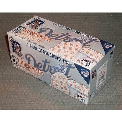MLB Detroit Tigers Tall Kitchen Drawstring Trash Bags 10ct Box 13 Gallon