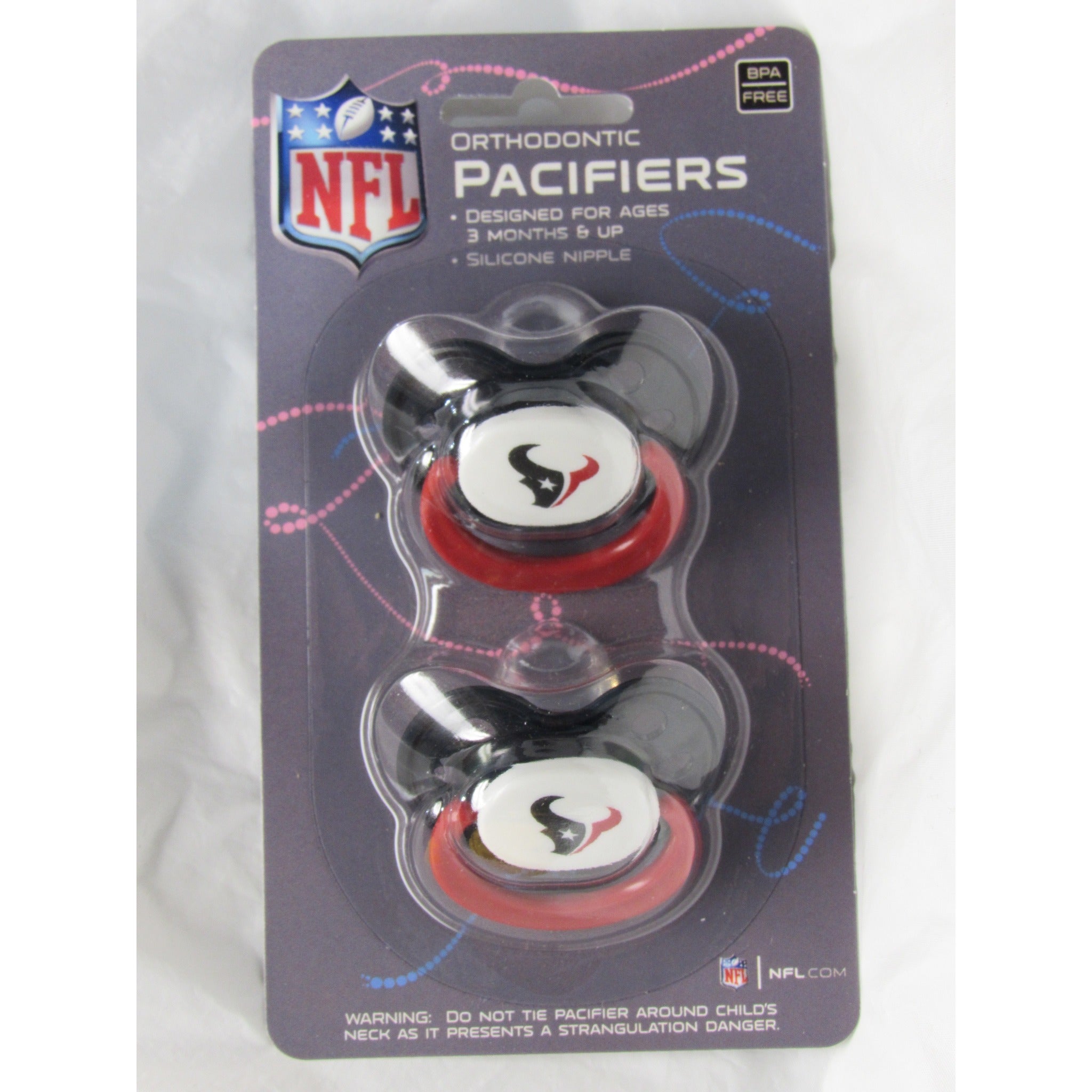 NFL Pacifiers Set of 2 Solid Color Shield w/ Holes on Card by baby fanatic