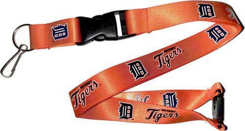 MLB Detroit Tigers Thick D & Name on Orange Lanyard Detachable Buckle 23" L 3/4" W by Aminco
