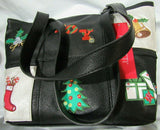 Rosetti Black JOY Embellished Embroidered Christmas Holiday Party Tote