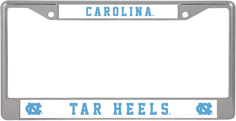 NCAA North Carolina Tar Heels Chrome License Plate Frame CAROLINA Top Thin Letters