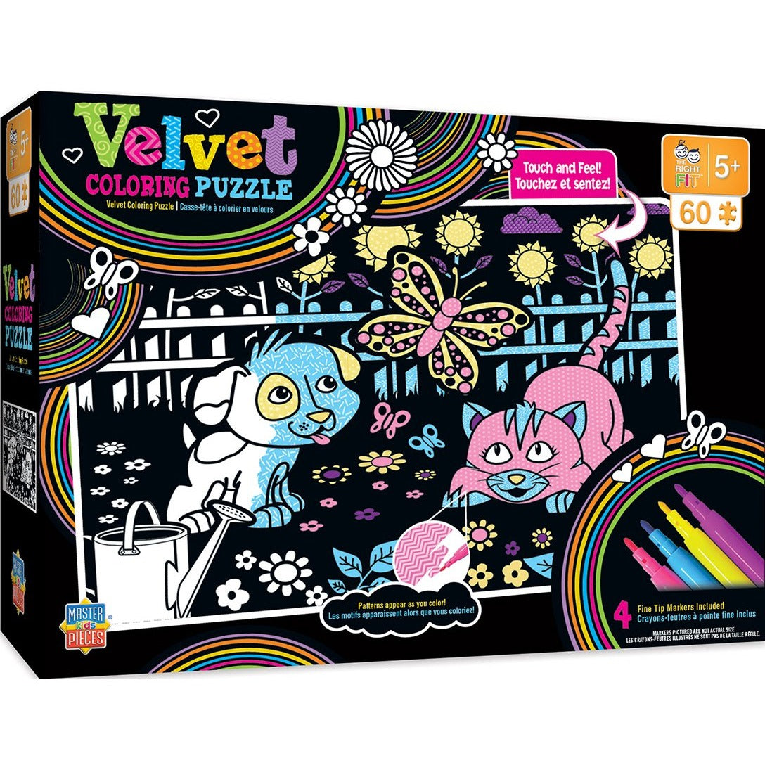 Masterpieces Velvet Coloring 60pc Puzzle Puppy & Kitty 11709