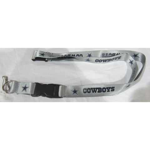 NFL Dallas Cowboys on Silver Lanyard Detachable Keyring 23"X3/4" Aminco