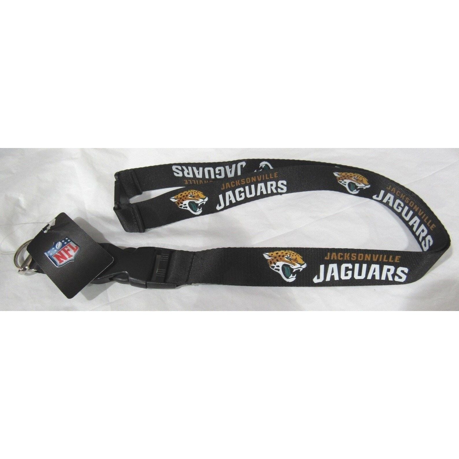 NFL Jacksonville Jaguars Black Lanyard Detachable Keyring 23"X3/4" Aminco