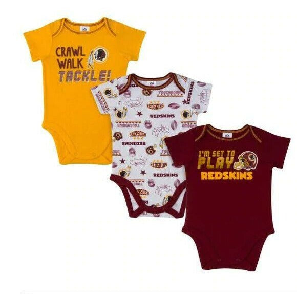 NFL Washington Redskins Pack of 3 Infant Bodysuit "I'M SET TO PLAY" 18M