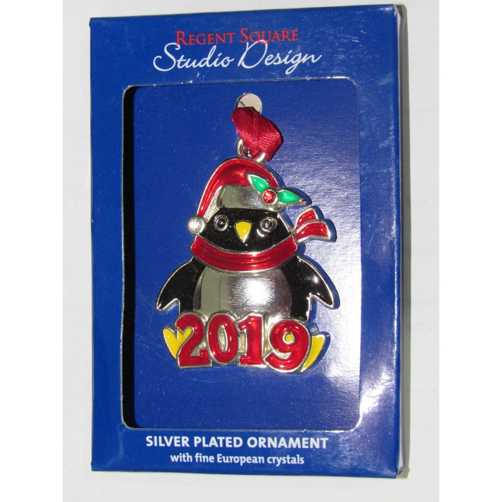 Christmas Ornament 2019 on Mini Penguin 2" by 1.5" Regent Square Studio Design