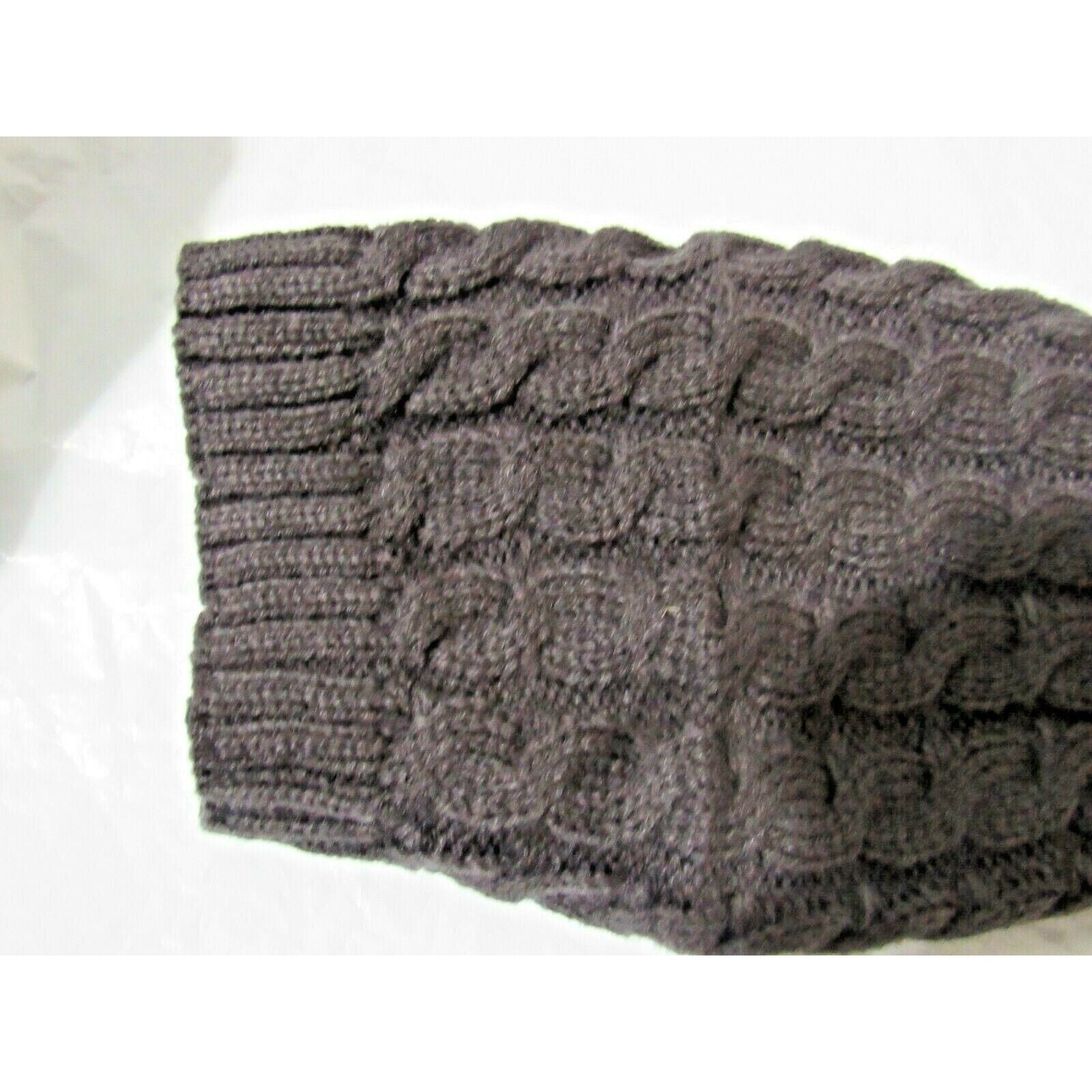 Simon Chang Dark Gray/Brown Knit Rope Pipping Knee High Leg Warmers OSFM 18"