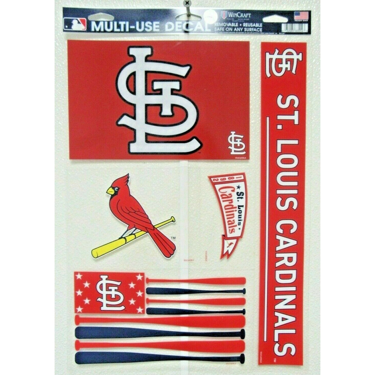 MLB St. Louis Cardinals Bat Flag 11" x 17" Ultra Decals/Multi-Use Decals 5ct Sheet WinCraft