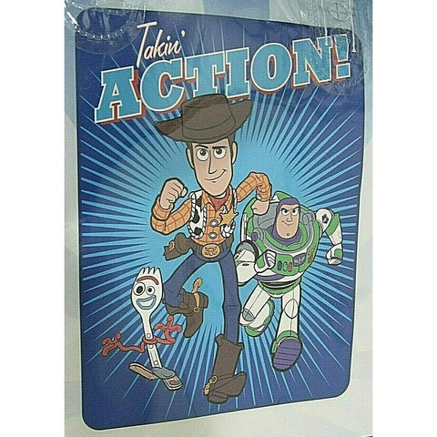 Toy Story "Takin' Action!" Forky Woody Buzz Plush Raschel Blanket 60"X80"
