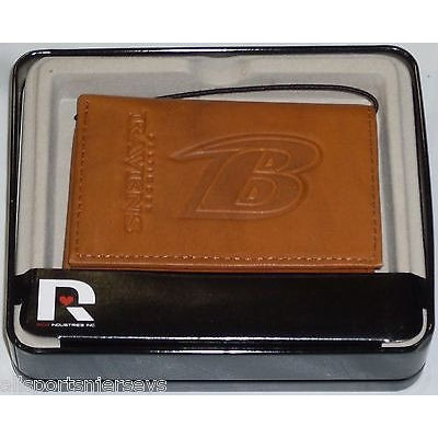 NFL Baltimore Ravens Embossed TriFold Leather Wallet With Gift Box