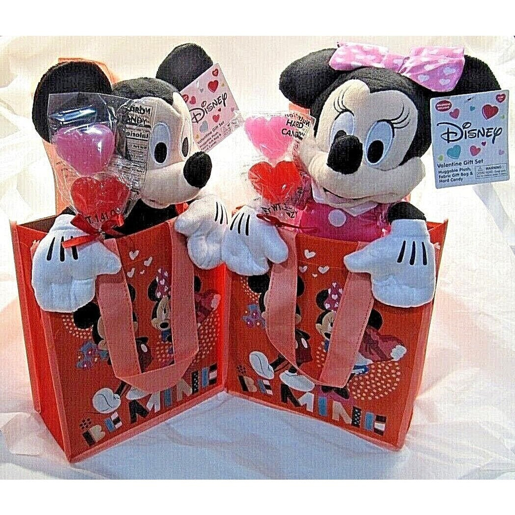 Set of Mickey and Minnie Mouse Plush 13" Plush in Reusable Gift Bags by Disney
