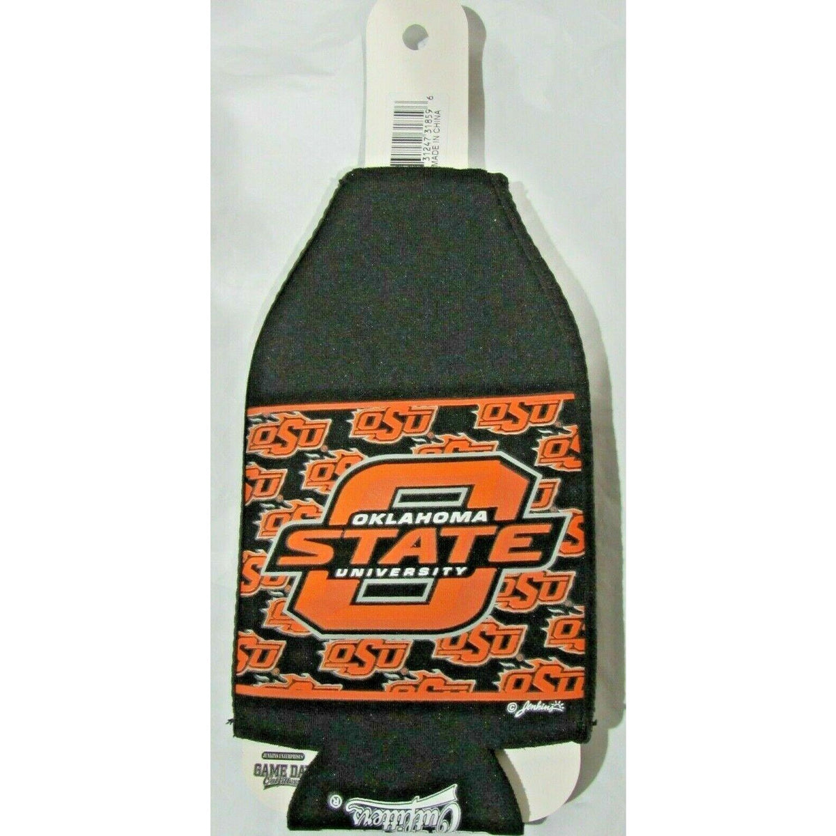 Oklahoma State Cowboys Team Logo on Black Bottle Coolie by Game Day Outfitters