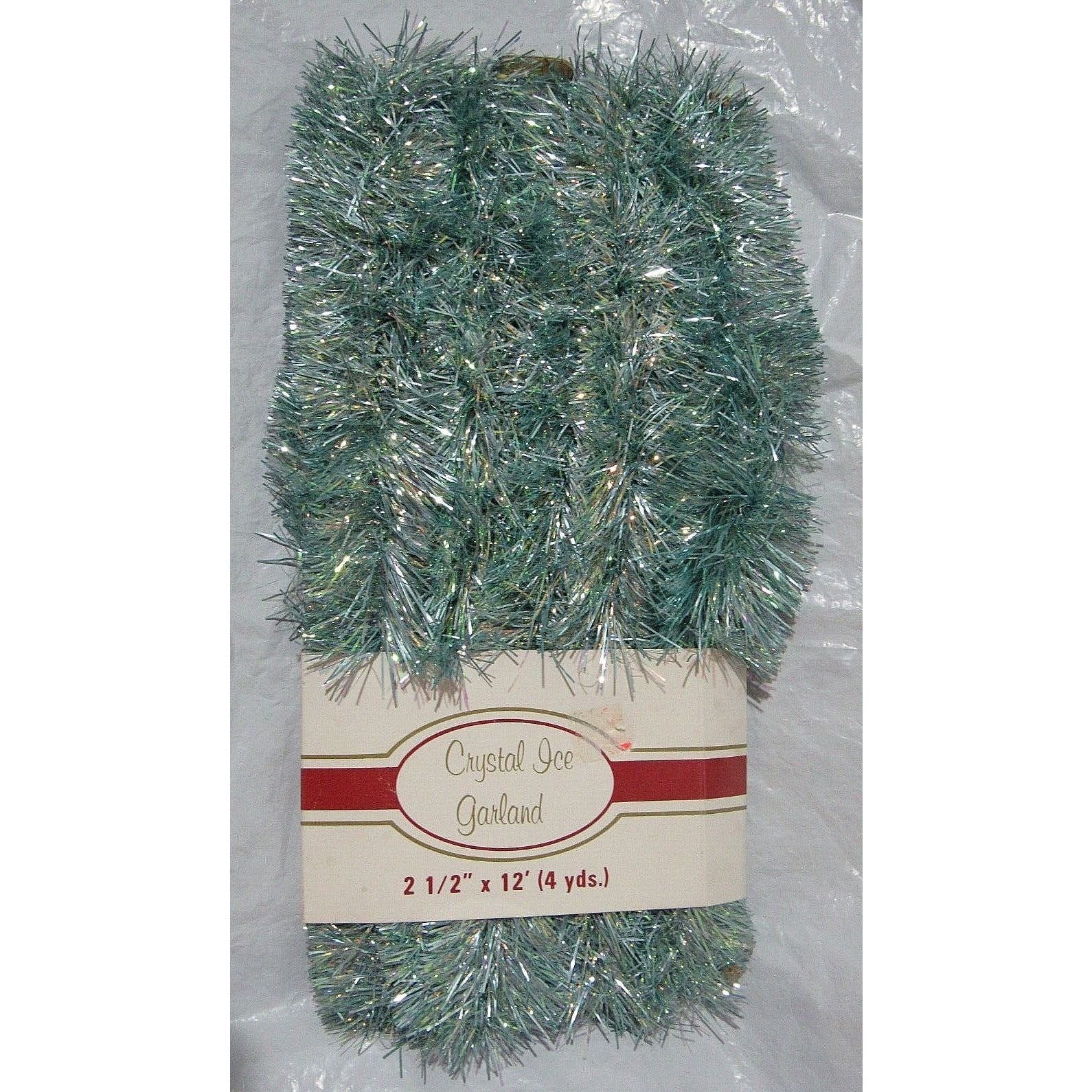 Lite Green Crystal Ice Garland 6 Ply 2.5" wide 12 feet Long